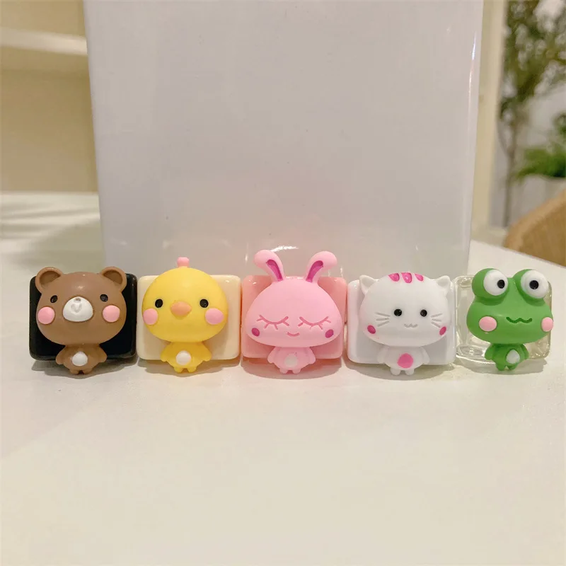 

Cute DIY Cartoon Little Animal Childlike Resin Rings Acrylic Color Square Rings for Girls