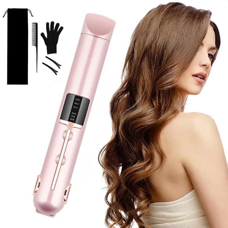 

2022 Best Cordless Hair Straightener Wireless Curling Iron for Travel Mini USB Rechargeable Flat Iron with Ceramic Plates, White/rose gold/black or oem