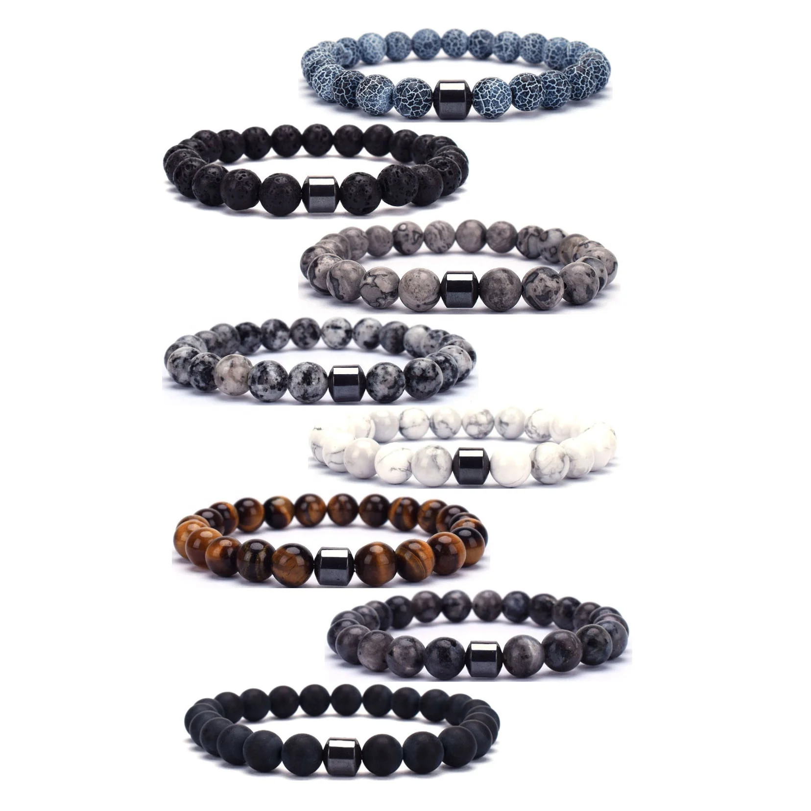 

2021 Hot Men Women Jewelry pulsera mujeres Natural Gemstone Bangles Healing stone Bead Bracelets