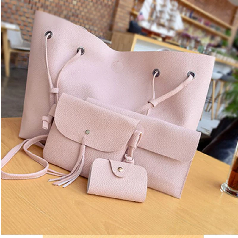 

Wholesale fashion women cheap big capacity four-piece ladies hand bags handbags set