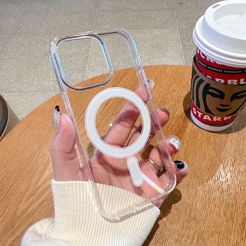 Clear Transparent Magnetic Shockproof phone case For iphone 15 14 13 12 Pro Max Ultra Plus Magsafs  Phone cover Accessories