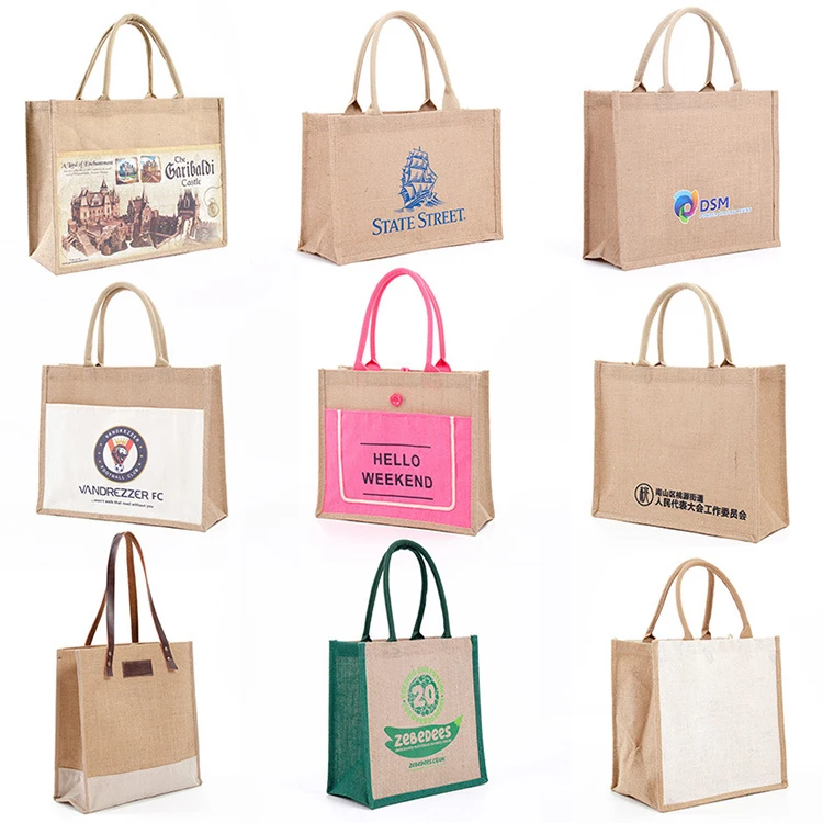 

CG079 2022 Trendy large capacity eco friendly reusable linen tote top quality custom logo foldable jute shopping bag