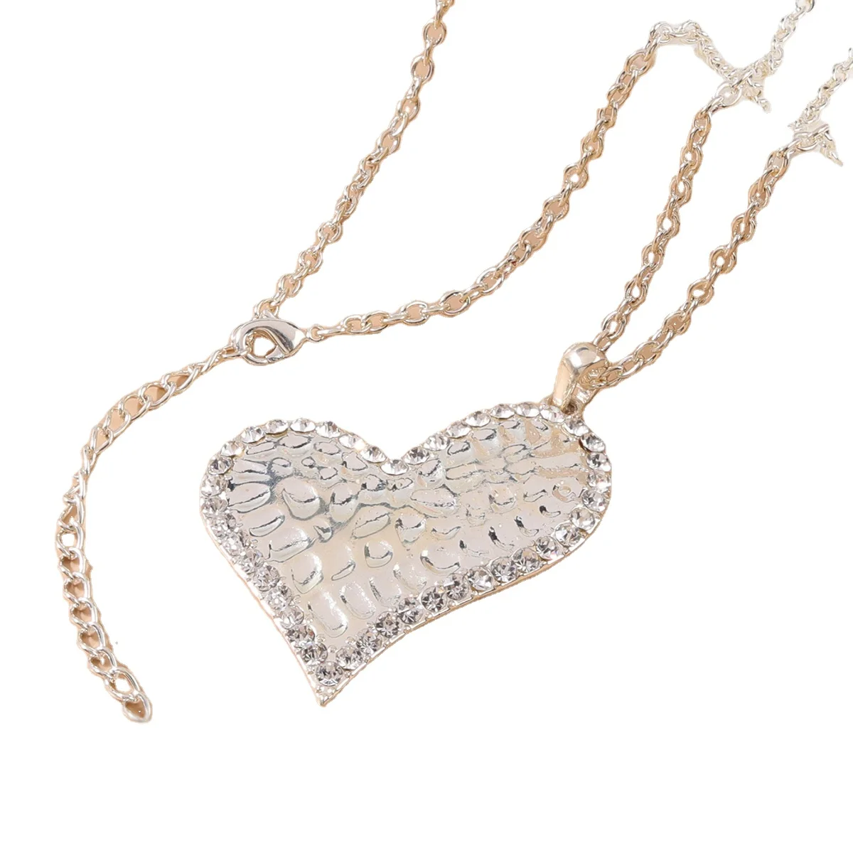 

Obei hot sale women jewelry silver plating long chain big pendant girls party dainty gift sideways heart necklace