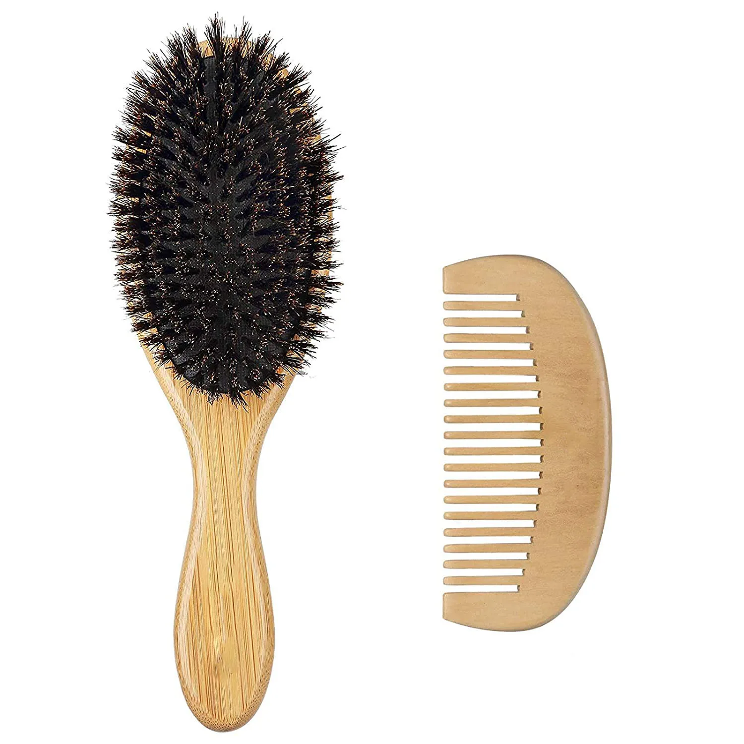 

Hot Selling Private Label Logo Curly Eco Wood Bio Degradable Paddle Bamboo Bristle Hair Brush