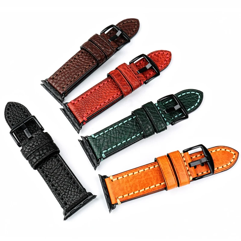 

MAIKES Genuine Leather Watch Strap Watch Accessories For Apple Watch Band 42mm 38mm Series 6/5/4/3/2/1 iWatch 4 Strap 44mm 40mm