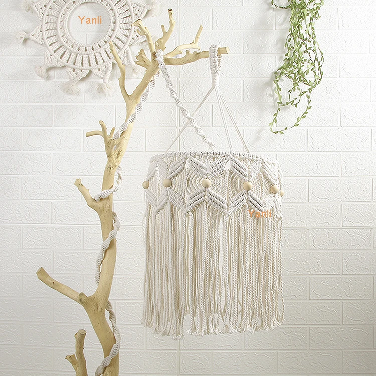 

macrame wall hanging macrame lamp shade Bohemian Hanging Pendant Light Cover, White