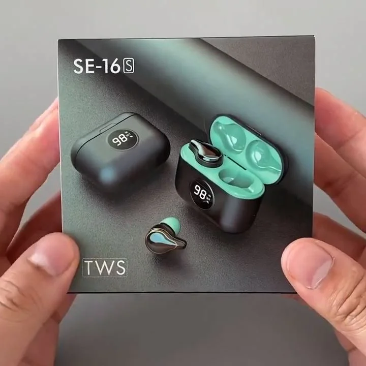 

2021 New Arrivals TWS-SE16S Mic Game Hand Free Display In-Ear Headphone True Wireless Earbuds Earphones, Black