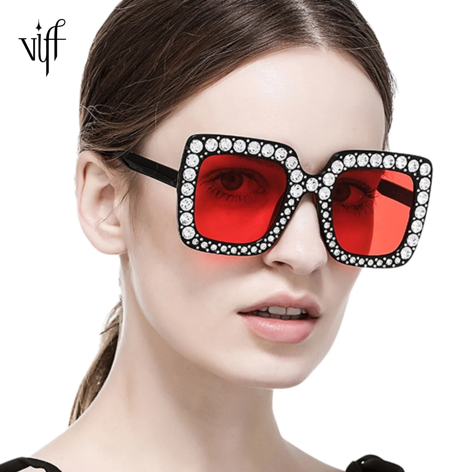 

VIFF HP21408 Hot-selling Women Oversize Sunglasses Shiny Rhinestone Shades Party Sunglasses