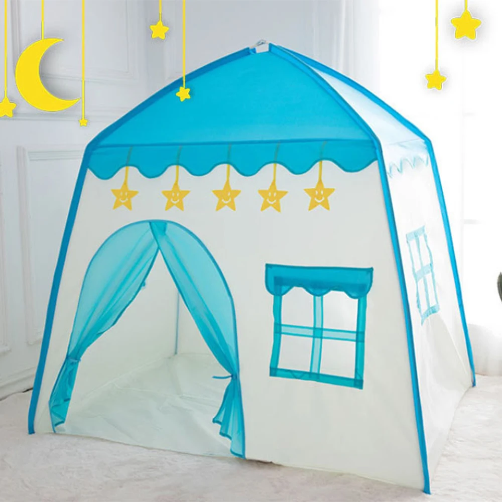 

FunFishing 420D Oxford Cloth Kids Play Tent House Indoor and Outdoor Games Baby Kids Teepee Tent, 2 colors, blue pink