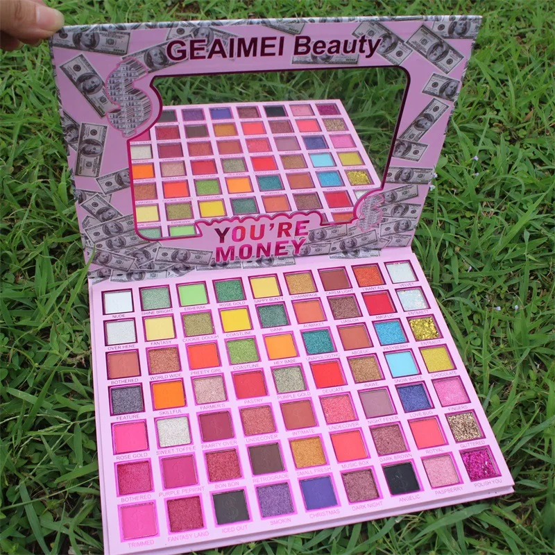 

63 Color Dollar Eyeshadow Palette Matte Glitter Pigmented Eyeshadow Palette Pink Eyeshadow Palette Private Label, As show