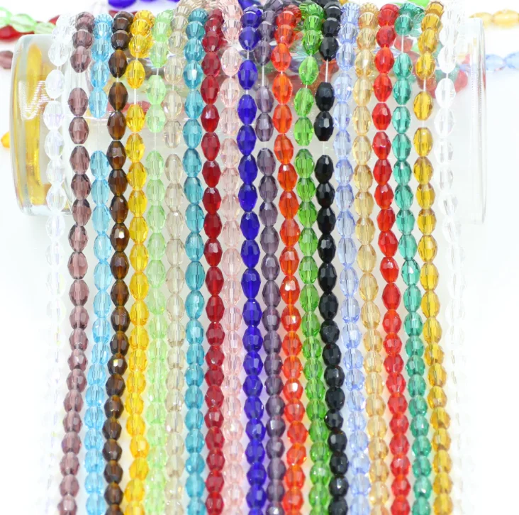 

Pujiang Crystal Wholesale High Quality and Colorful Glass Rice Beads 4*6mm ,6*8mm glass beads for DIY