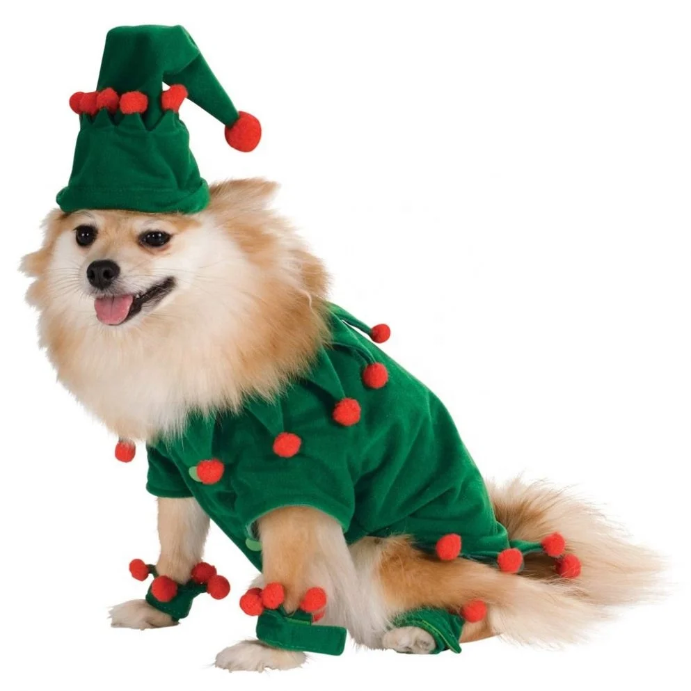 

Jhcentury Pet Cats Dogs Christmas Funny Elf Costumes Cosplay Clothes, Green