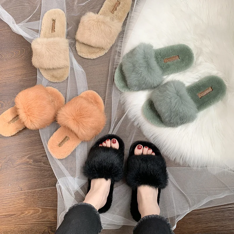 

teddy bear slippers thickened plush slippers in winter keep warm cute comfortable slippers