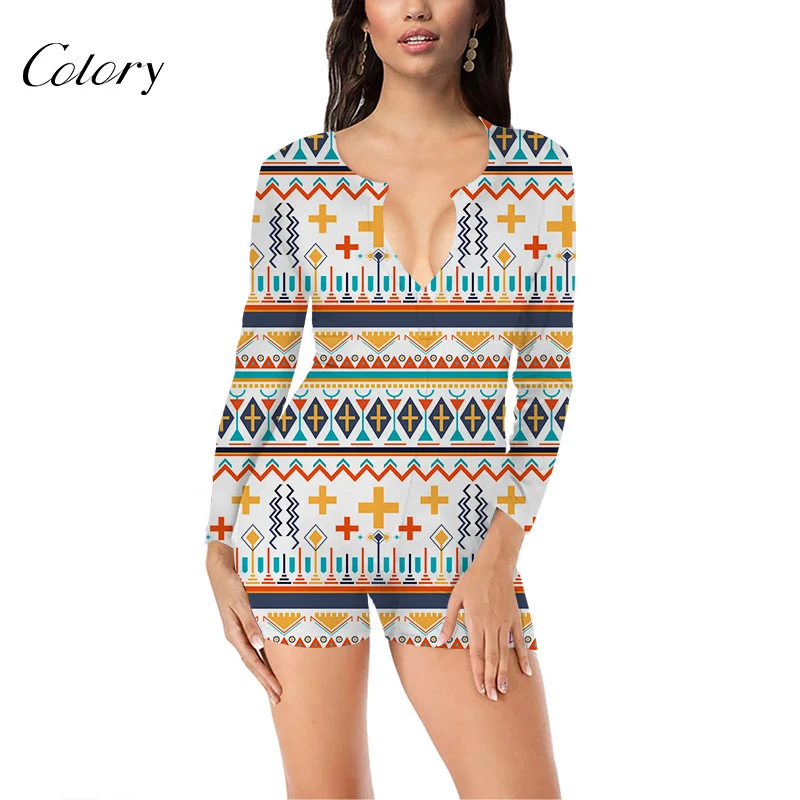 

Colory High Elastic Bodycon Print Sleepwear Wholesale Custom Pajamas Long Pants, Picture shows