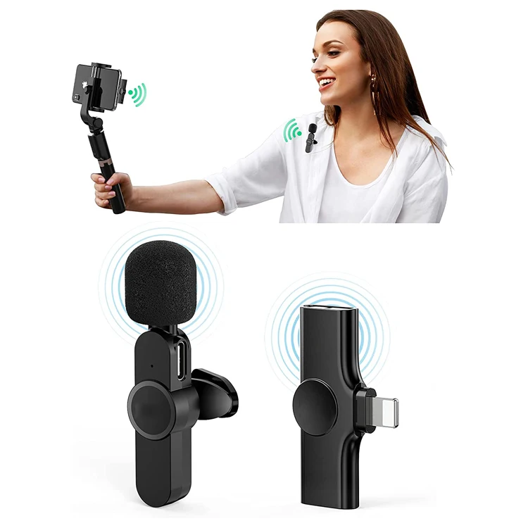 

Wholesale Price Wireless Lavalier Microphone Mini Plug-Play with 2 Clips for Recording, YouTube, Live Stream, Black