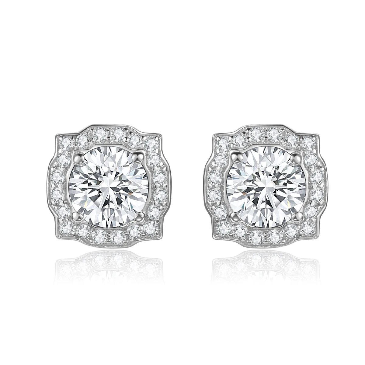 

Female Engagement Jewelry 925 Sterling Silver Rhodium Plated Flower Shape Earring,0.5-1ct Moissanite earring