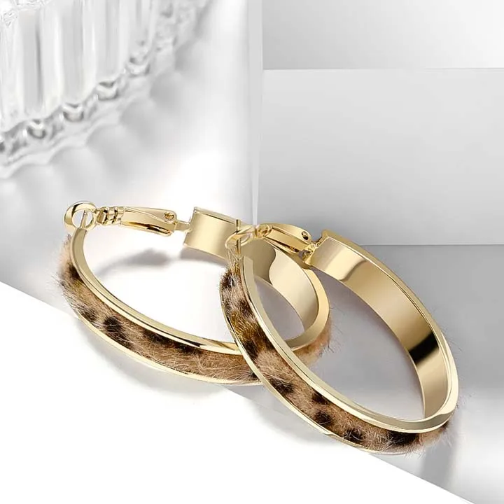

18K Gold Plated Novelty Design Jewelry Earring Fashion Brass Leopard Print Large Hoop Earrings For Women