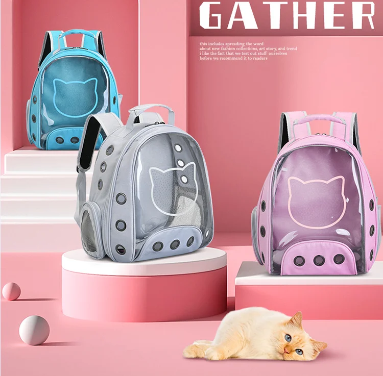 

Pet backpack solid color cat bag transparent space bag go out portable space capsule Dog Backpack