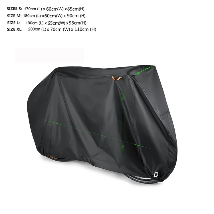 

Heavy Duty 190T Nylon Dust-proof Outdoor UV Protection Bicycle Bike Cover with Lock Holes and Storage Bag, Black, sliver