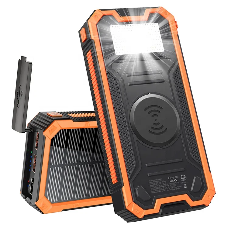 

2021 Cross Border Popular Waterproof Solar Mobile Power PD Fast Charging 30000 mah Mountaineering Lighting Wireless Power Bank