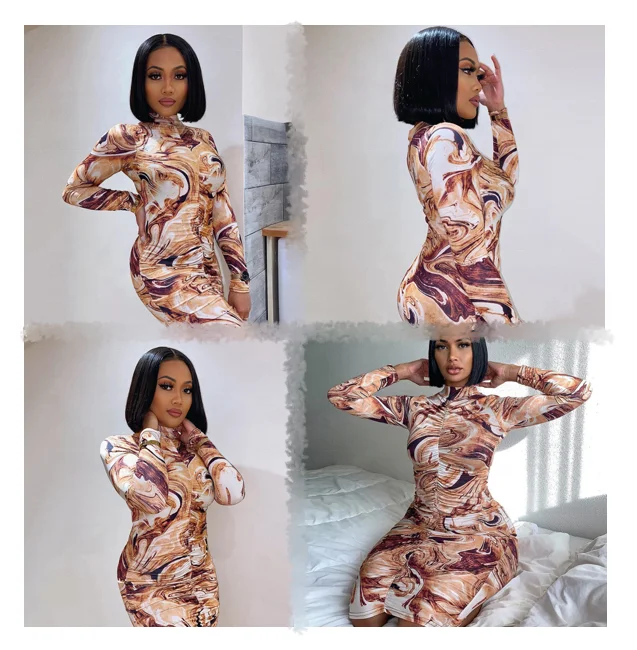 

Women A Line Sexy High Waist Printed Dresses Vestidos Stack Dress