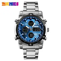 

SKMEI 1389 cheap silver mens quartz watch stylish Stainless steel band Waterproof Multi function old business watch kit