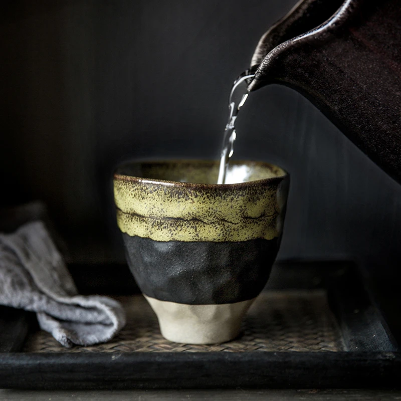 

Japanese style kiln change ceramic manual pottery tea cup, As pictures
