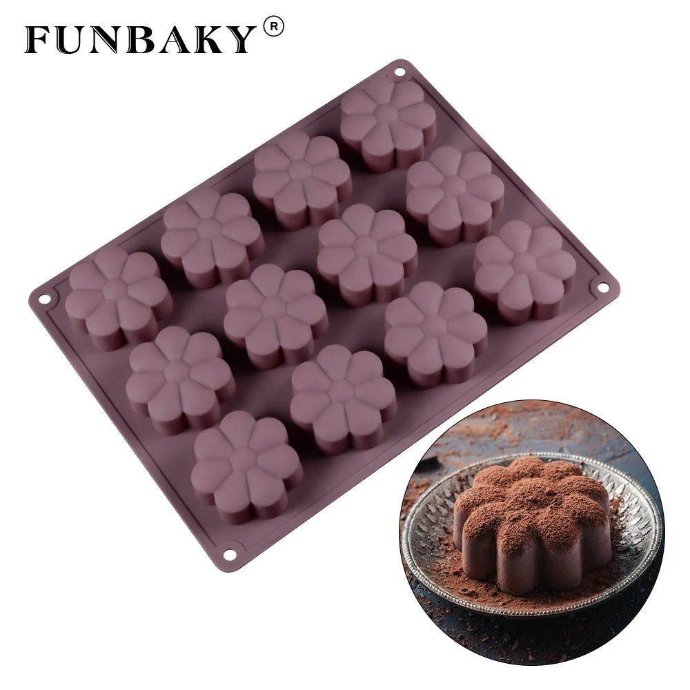 

FUNBAKY Baking mold round 3 D flower shape soap silicone mold handcraft making kits candle cake chocolate candy molds, Customized color