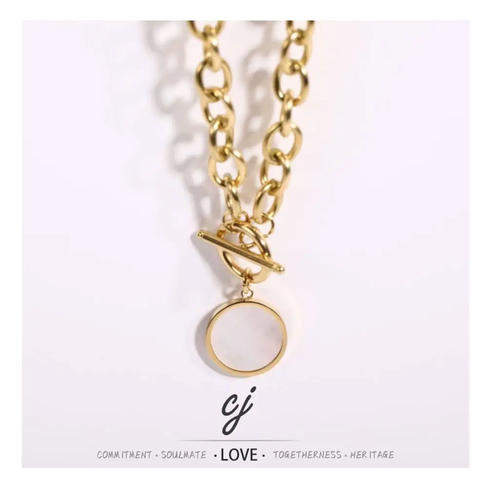 Carline Women's Vintage Stainless Steel Pendant Necklace Trendy Fine Fashion Devil Eyes Minimalist Gold Plating Link Design