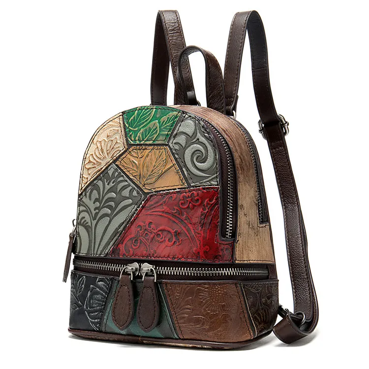 

Custom print fashion women casual random spliced bags small light weight ladies backpack, Multi-color