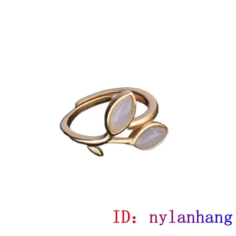 

Natural White Jade Ring Charm 925 Silver Chalcedony Jewelry Women Gifts Amulet Fashion Men