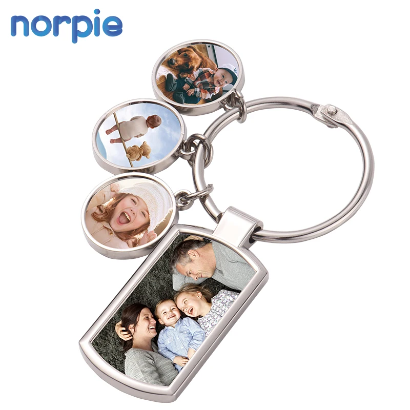 

New Arrival Popular Promotional Gift Blank Design Sublimation Charms Set Keychains with 3 Tags