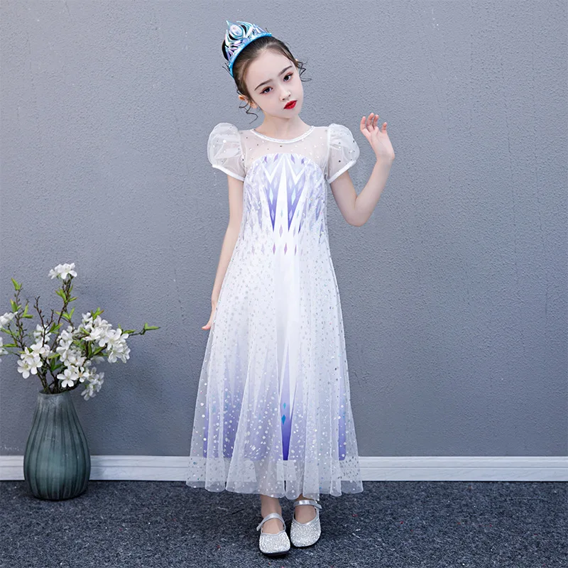 

MQATZ COS Fancy Girls White Version Princess Elsa Party Carnival Halloween Costume Party Dress