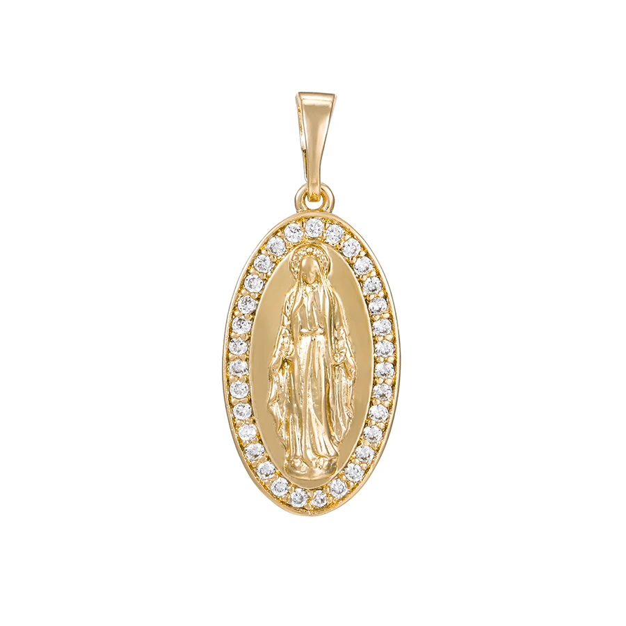 

35838 Hot sale religion style 18k golden plated mary pendant without necklace, White