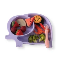 

Amazon top seller 2019 elephant shaped silicone plate for kids Baby silicone plate with sucker at the bottom