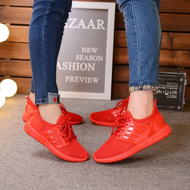 

summer new trend flat classic running sneaker unsex men and women sport casual red mesh shoes