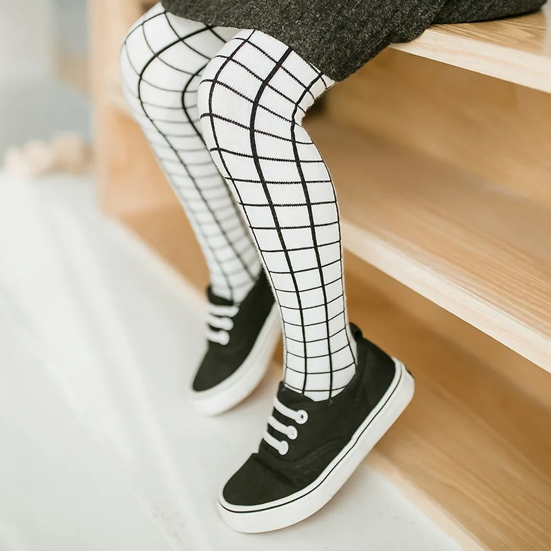 

XIANGHUI Autumn Black and White Squares Baby Legging Girl Baby Socks Knit Kid Pantyhose Tights for Kids, Pantone color