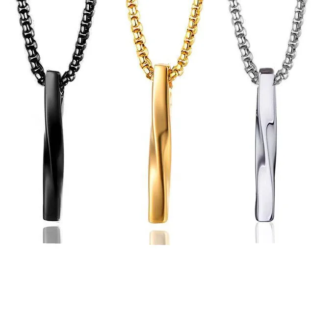 

2022 summer hot sale classic stainless steel pendant men minimalist bar necklace, Silver, gold, black