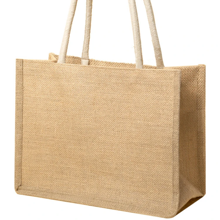 

wholesale high quality beach jute burlap custom tote bag with leather handle, Customize