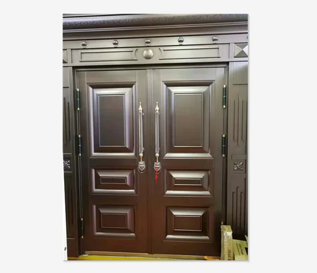 Commercial exterior steel door installing a security screen door