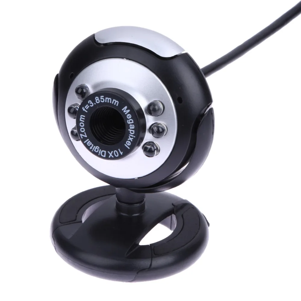 

2021 hot selling USB PC Camera with Flexible Stand 6 LED USB PC Webcam with Clip Free Driver HD Logiteching 1080P Webcam, Black