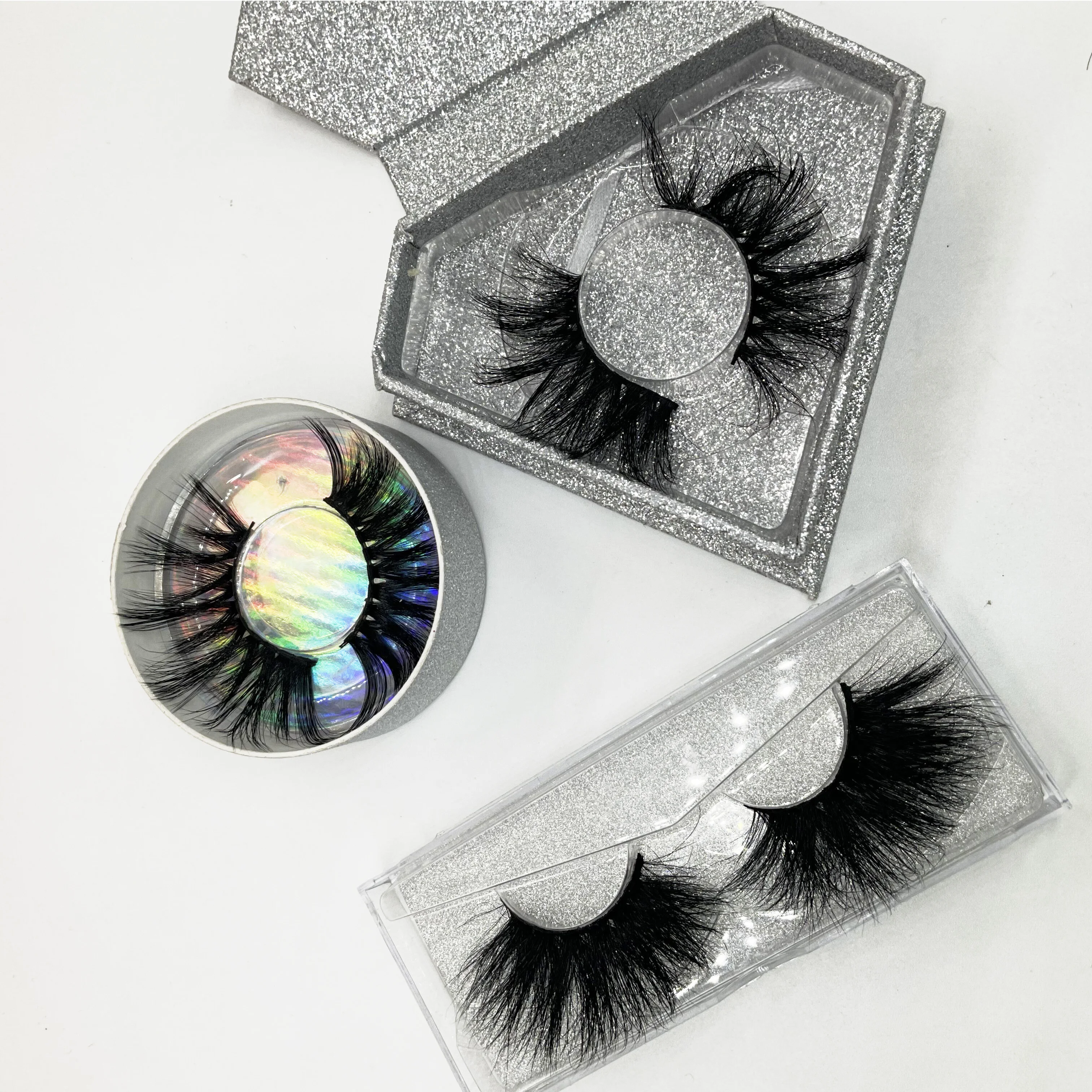 

Private Label lashes3d mink eyelashes extension 6D fluffy eyelashes vendor eye lash packaging box, Black color