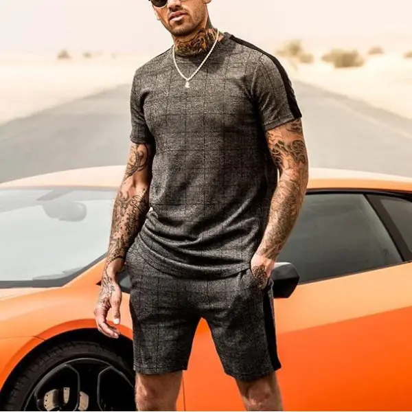 

High Quality Workout Sports 2 Piece Short Sets Quick Dry Mens Gym Tshirt