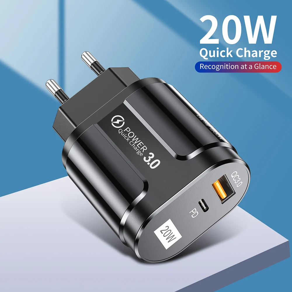 

Free Shipping 1 Sample OK Universal USB C Charger PD 20W Fast Charger Travel Mobile Phone Charger For iPhone 12 Custom Accept