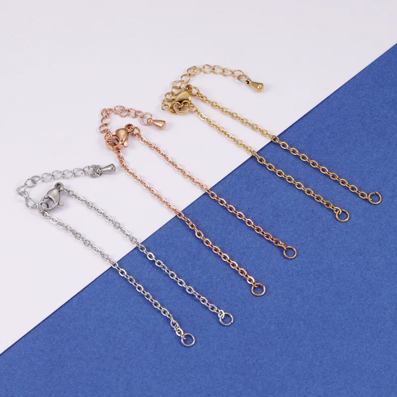 Stainless Steel Gold Plated Unfinished Cable Chain Bracelet With Connector  14+4cm