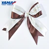 Yama factory customized adjustable pre-tied/made gift wrap printed grosgrain satin ribbon bows with loops
