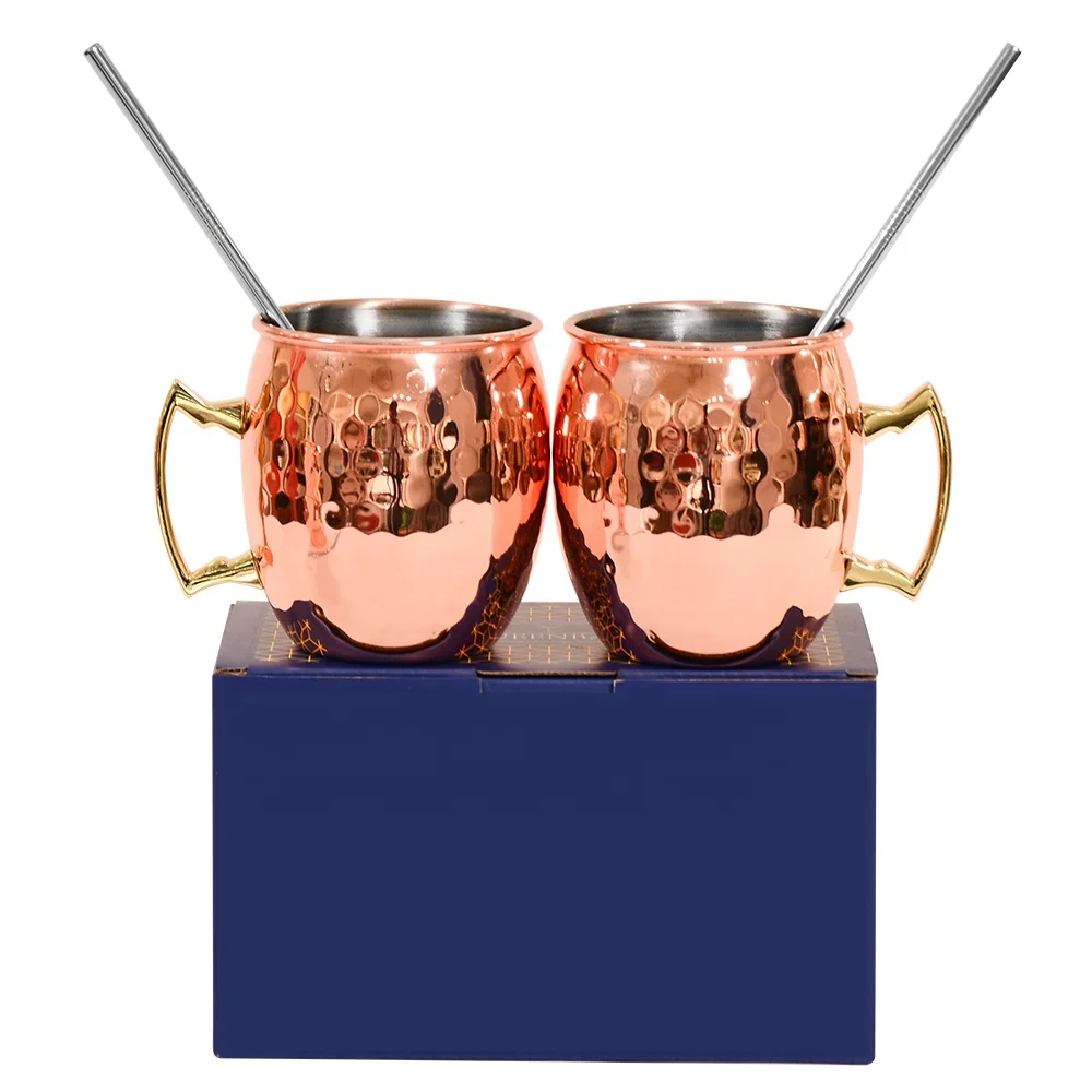 

KLP RTS Solid Handcrafted Copper Mugs For Moscow Mule Cocktail Moscow Mule Copper Mugs Set Of 2