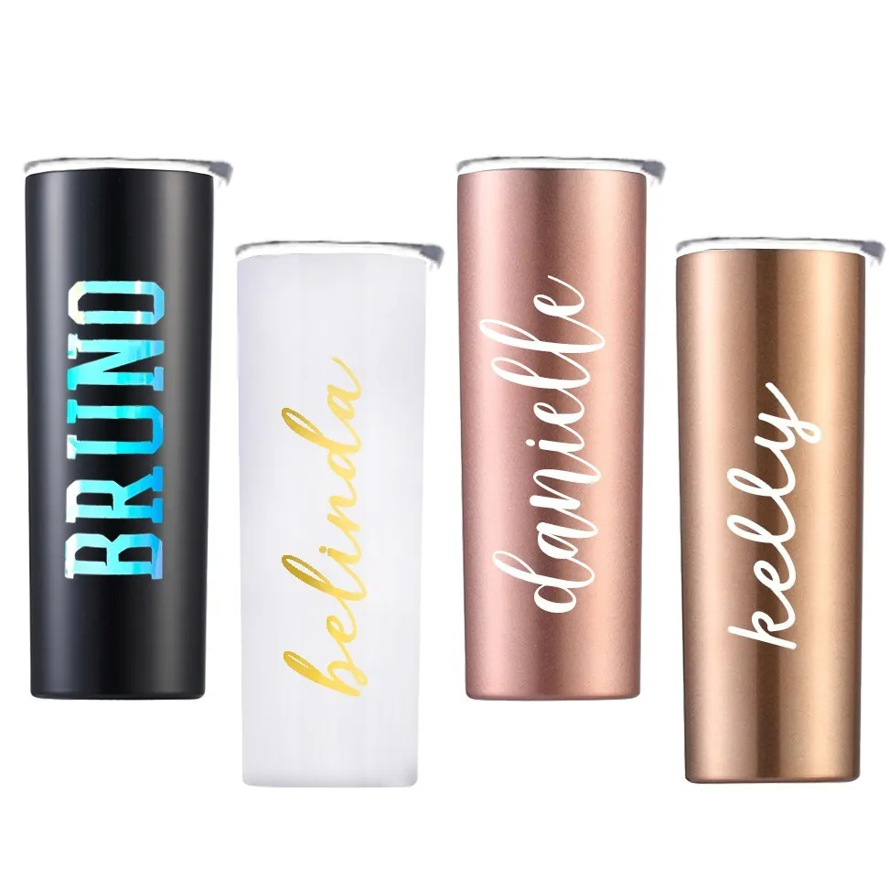 

16 20oz 30 oz Skinny White Straight Sublimation Blanks Stainless Steel Tumblers With Metal Straws