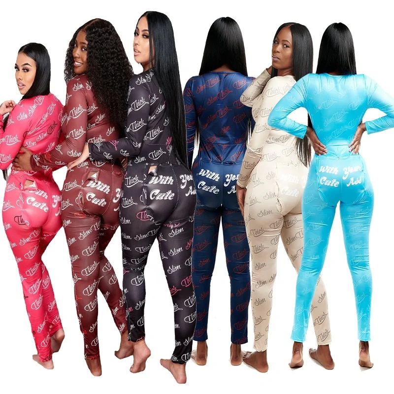 

New arrival jumpsuit onesie with butt flap for women long pants onsies adult