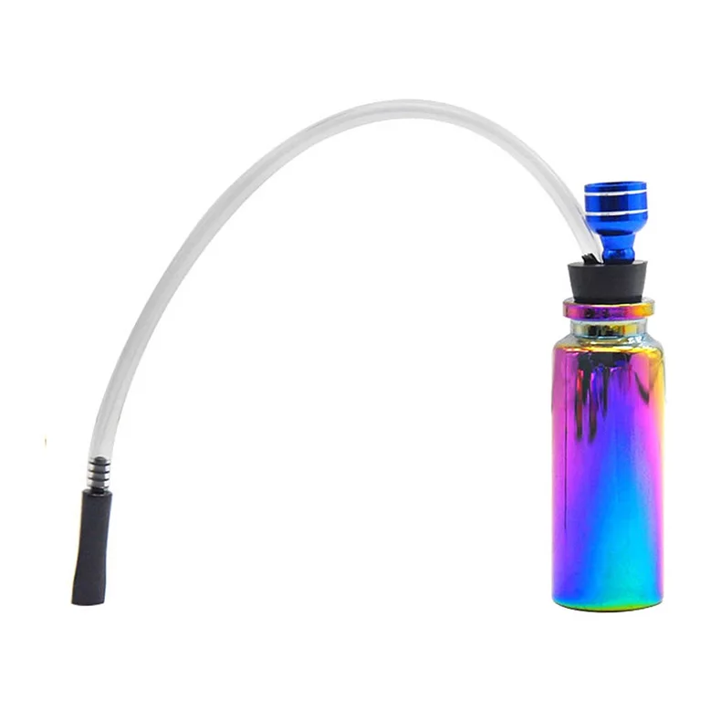 

New Fashion Mini Glass Water Pipe Rainbow Color Small Weed Tobacco Pocket Aluminum alloy Pipes Accessories
